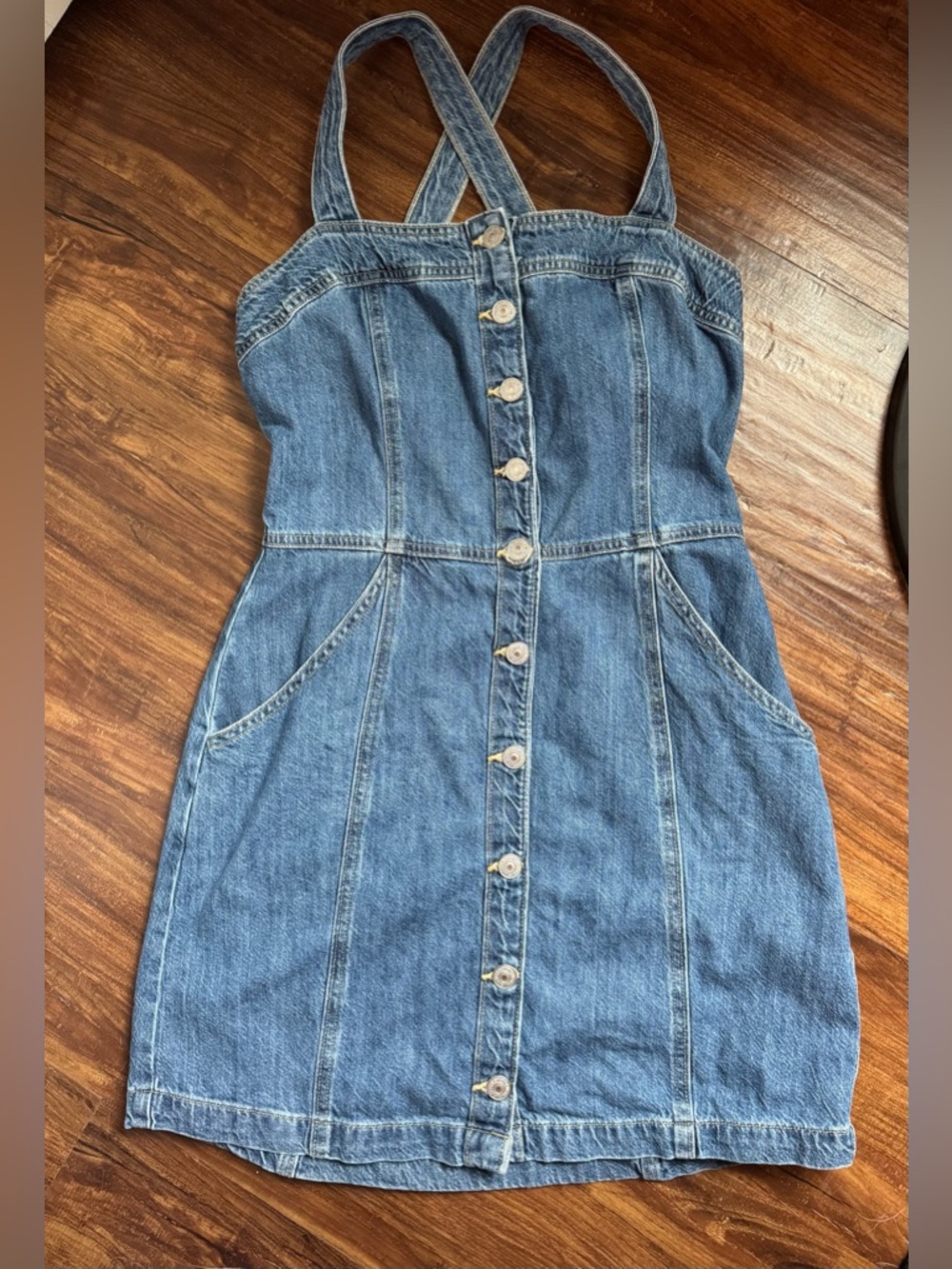 Levi's Blue Denim Button-Front Mini Dress